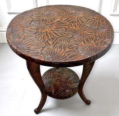 Large Rare Liberty Japanese Hand-Carved Occasional Table – Arts &amp; Crafts c.1900–1915
