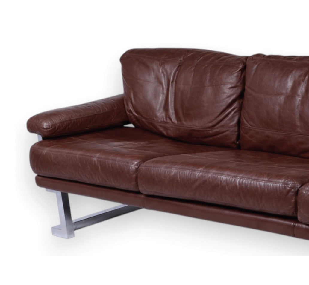 Mid Century Pieff Mandarin 3-Seater Burgandy Leather Sofa,Tim Bates, 1970s