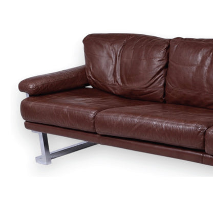 Mid Century Pieff Mandarin 3-Seater Burgandy Leather Sofa,Tim Bates, 1970s