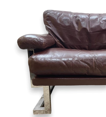 Mid Century Pieff Mandarin 3-Seater Burgandy Leather Sofa,Tim Bates, 1970s