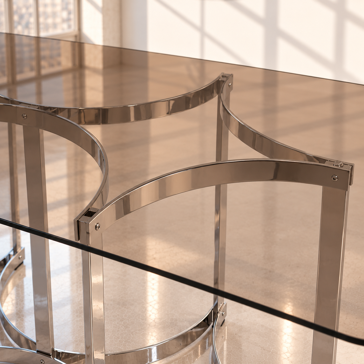 Mid-Century Merrow Associates Chrome/Smoked Glass Dining Table by Richard Young