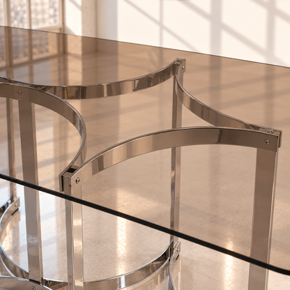 Mid-Century Merrow Associates Chrome/Smoked Glass Dining Table by Richard Young