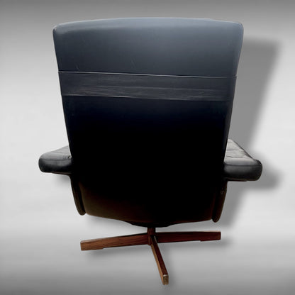 Rare Sven Ivar Dysthe Dokka Møbler Leather Swivel Chair,swivel Ottoman 4002,1965