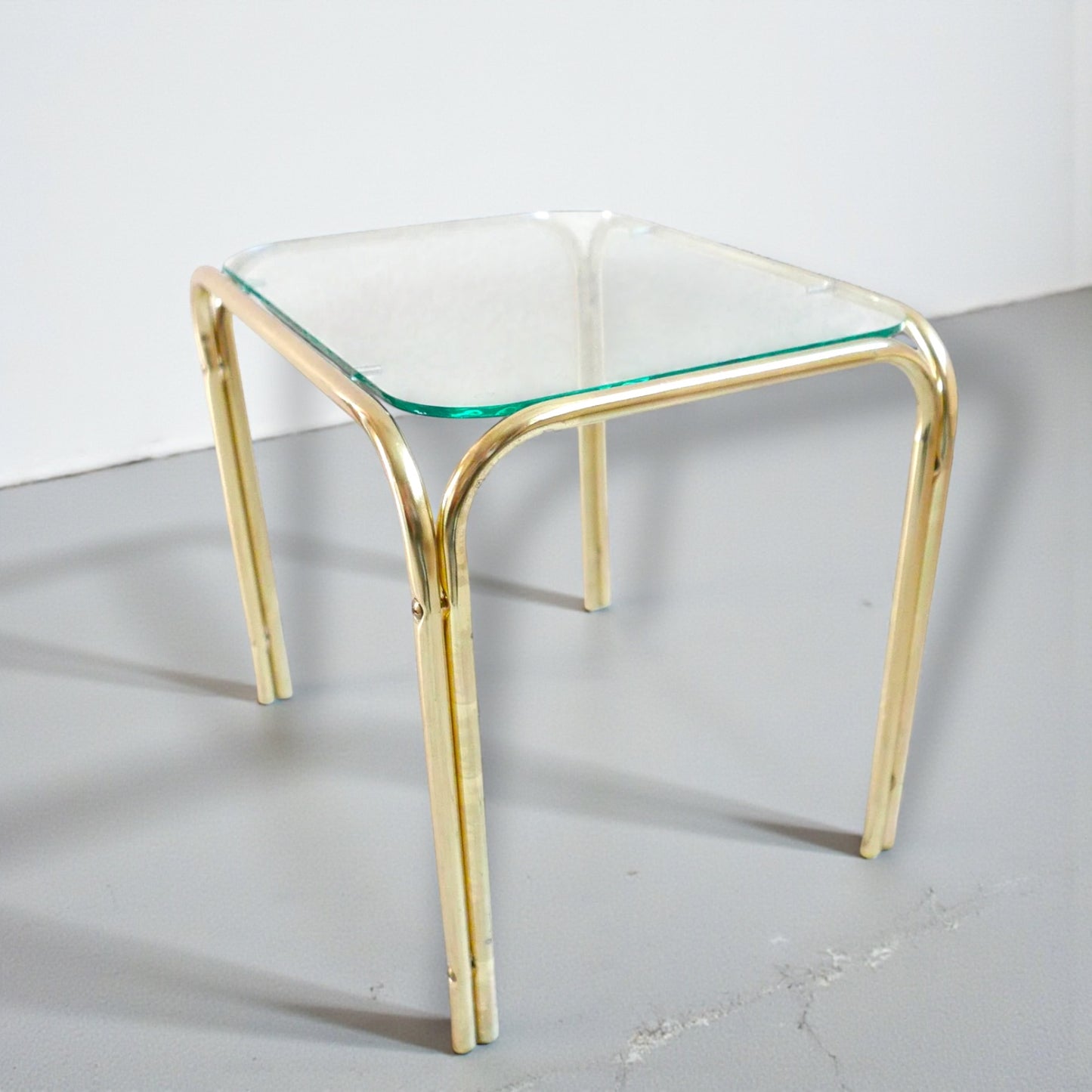 1970s Italian Mid Century Brass & Glass Nesting Tables Set of 3