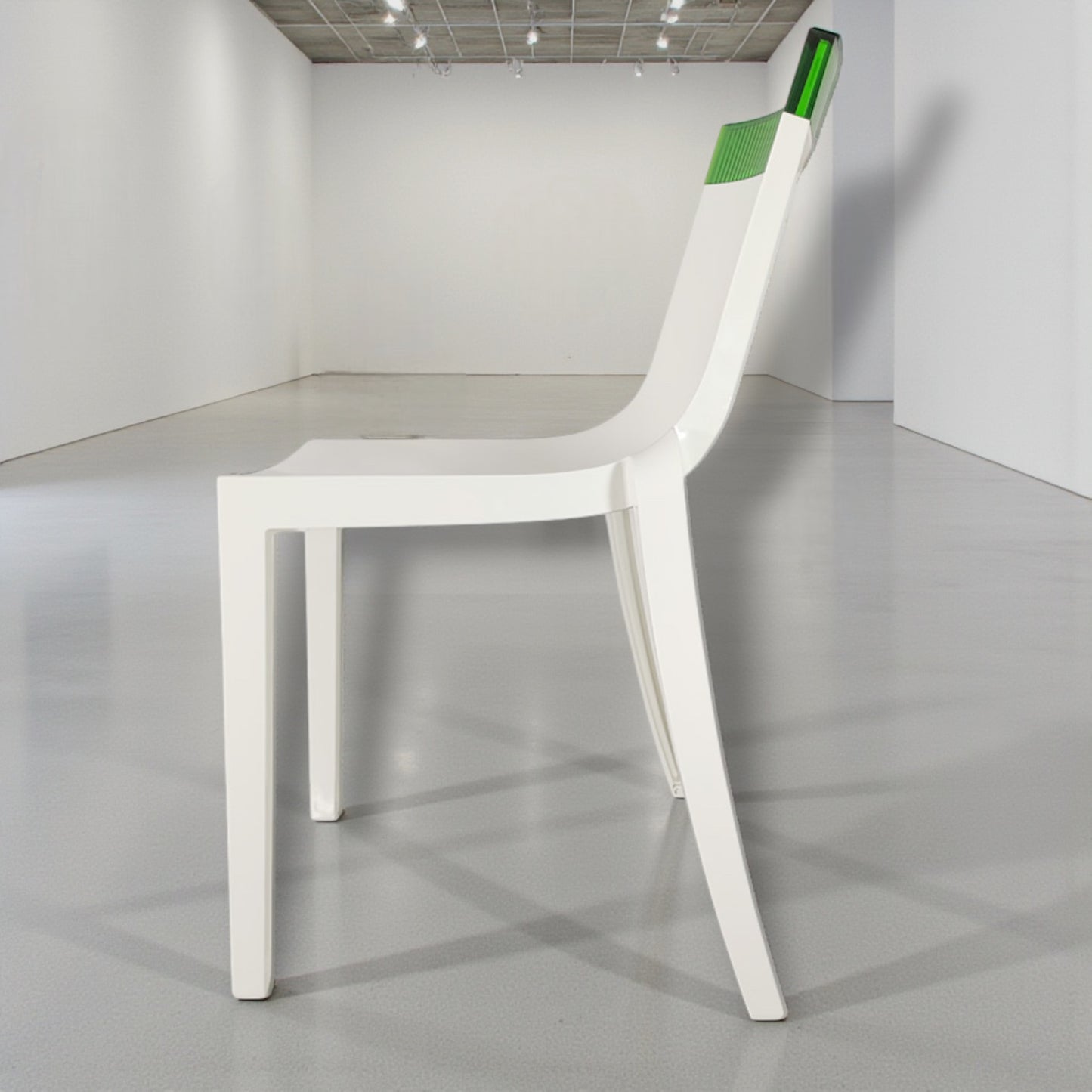 A Pair of Kartell Hi-Cut Chairs Starck White & transparent Violet & Green Tops