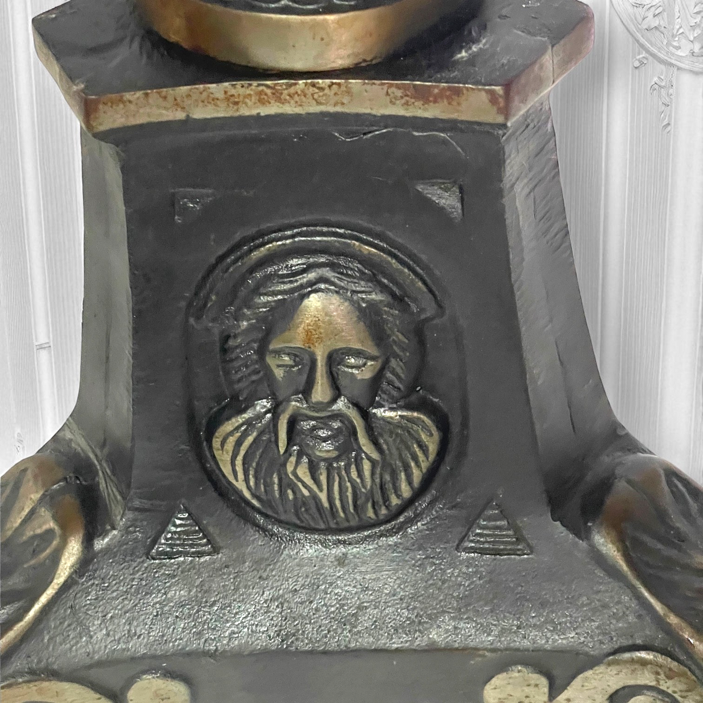 Antique Rare French “Holy Trinity” Large Altar ecclesiastic Candlestick c1880