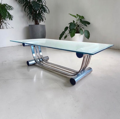 1970's Set of 3DIA Design Institute of America Glass,Chrome Drinks,Coffee Tables