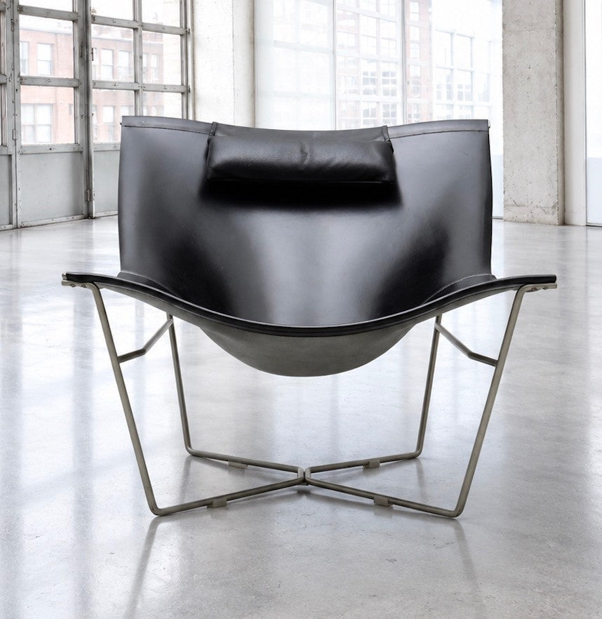 Habitat Semana 501 Black Leather Sling Lounge Chair by David Weeks