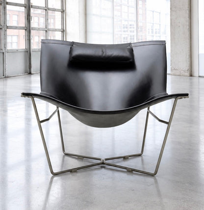 Habitat Semana 501 Black Leather Sling Lounge Chair by David Weeks