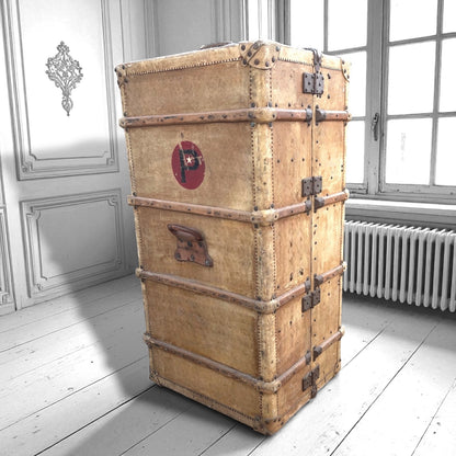 Art Deco 1920s Wardrobe Trunk Gentleman’s Antique Luggage Chest, Vintage Steamer