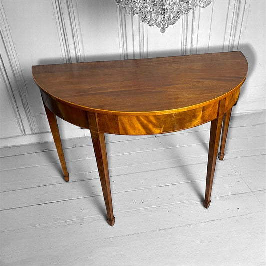 Antique Georgian Demi-Lune Console Table c1800 Mahogany Satinwood Inlay