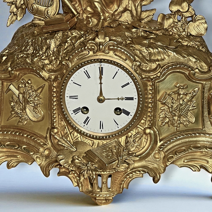 FRENCH ORMOLU FIGURAL MANTEL CLOCK BY H. PICARD, PARIS BARBEDIENNE MOVEMENT 1860