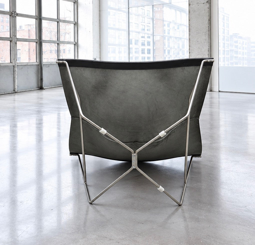Habitat Semana 501 Black Leather Sling Lounge Chair by David Weeks