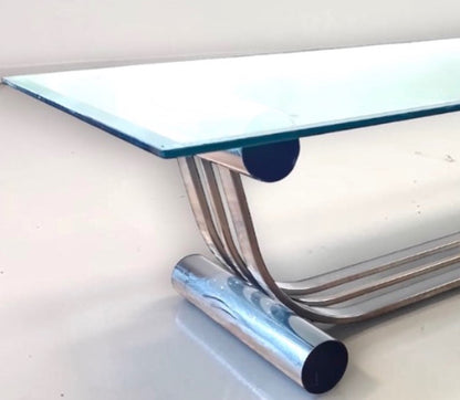 1970's Set of 3DIA Design Institute of America Glass,Chrome Drinks,Coffee Tables