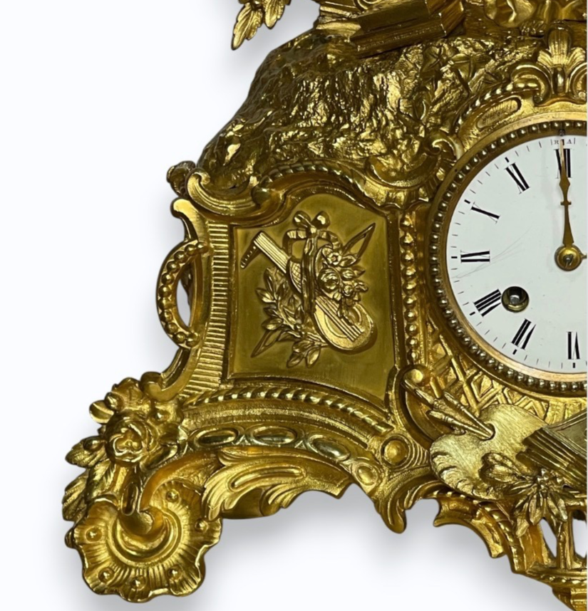 FRENCH ORMOLU FIGURAL MANTEL CLOCK BY H. PICARD, PARIS BARBEDIENNE MOVEMENT 1860