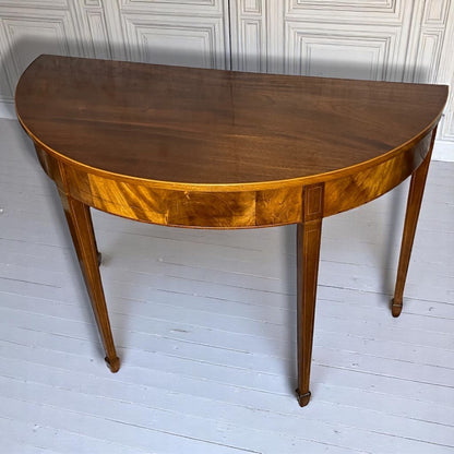 Antique Georgian Demi-Lune Console Table c1800 Mahogany Satinwood Inlay