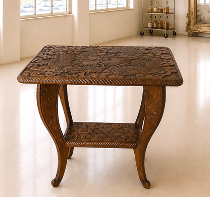 Antique Rare Liberty & Co Japanese Carved Dragon Table Arts & Crafts 1905