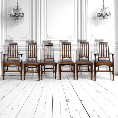 Set of 6 arts & crafts chairs by e a Taylor Wylie & Lochhead, Glasgow 1905.