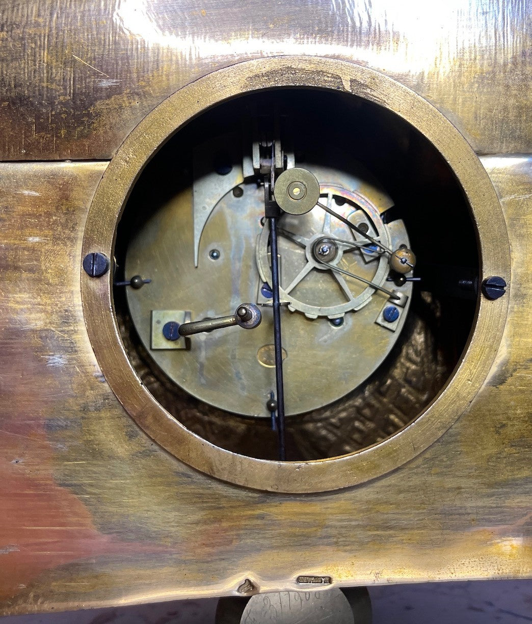 FRENCH ORMOLU FIGURAL MANTEL CLOCK BY H. PICARD, PARIS BARBEDIENNE MOVEMENT 1860