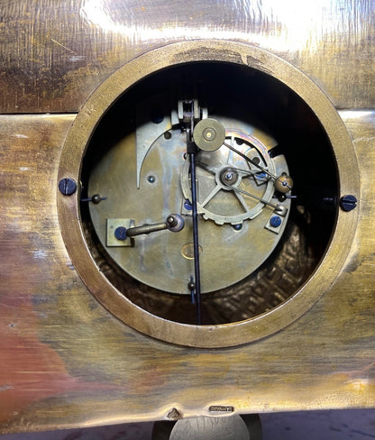 FRENCH ORMOLU FIGURAL MANTEL CLOCK BY H. PICARD, PARIS BARBEDIENNE MOVEMENT 1860