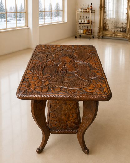 Antique Rare Liberty & Co Japanese Carved Dragon Table Arts & Crafts 1905
