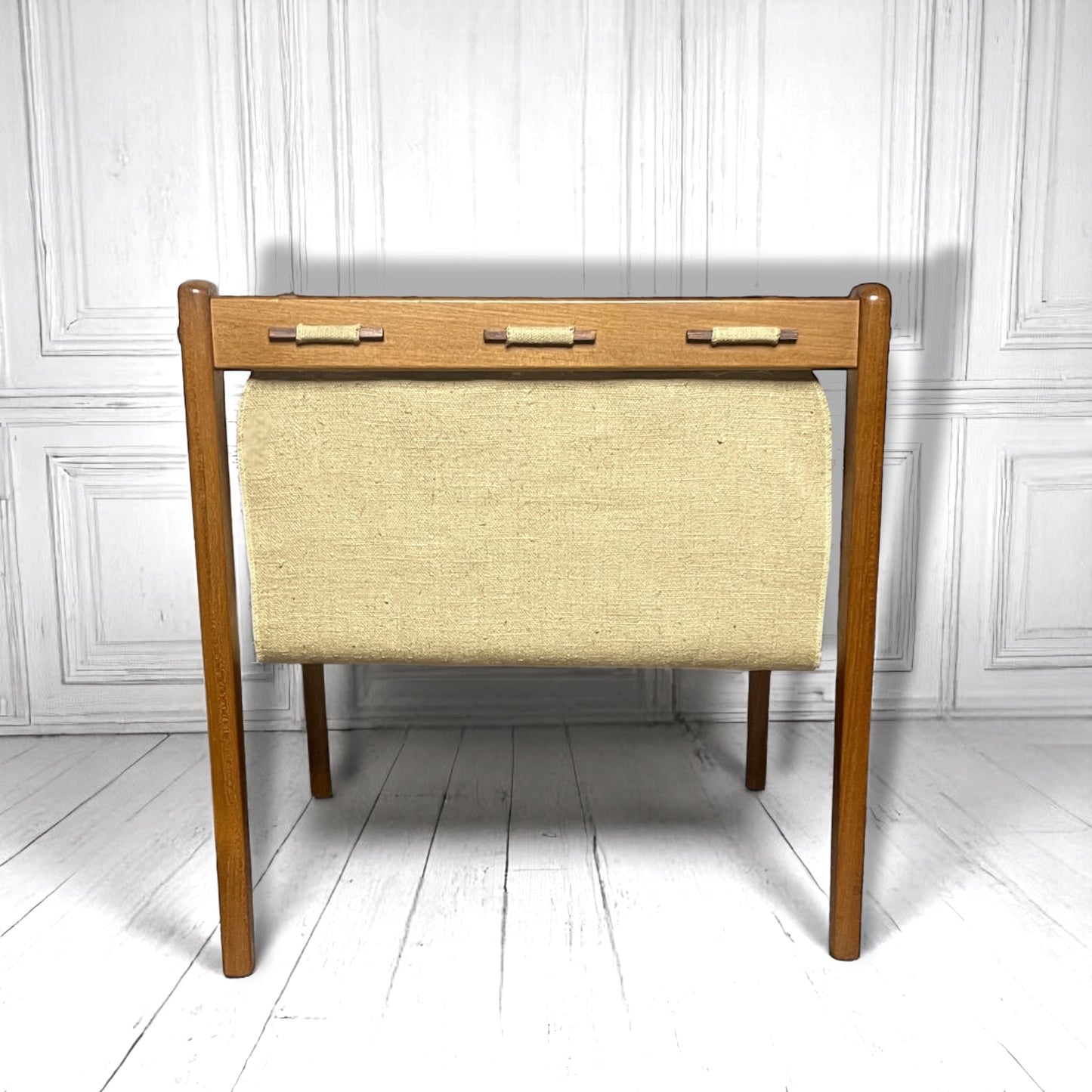 Danish 1960s Mid Century Teak Magazine Rack & Side Table by BRDR Furbo.