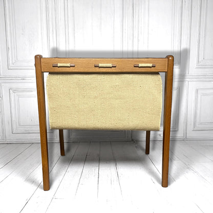 Danish 1960s Mid Century Teak Magazine Rack & Side Table by BRDR Furbo.