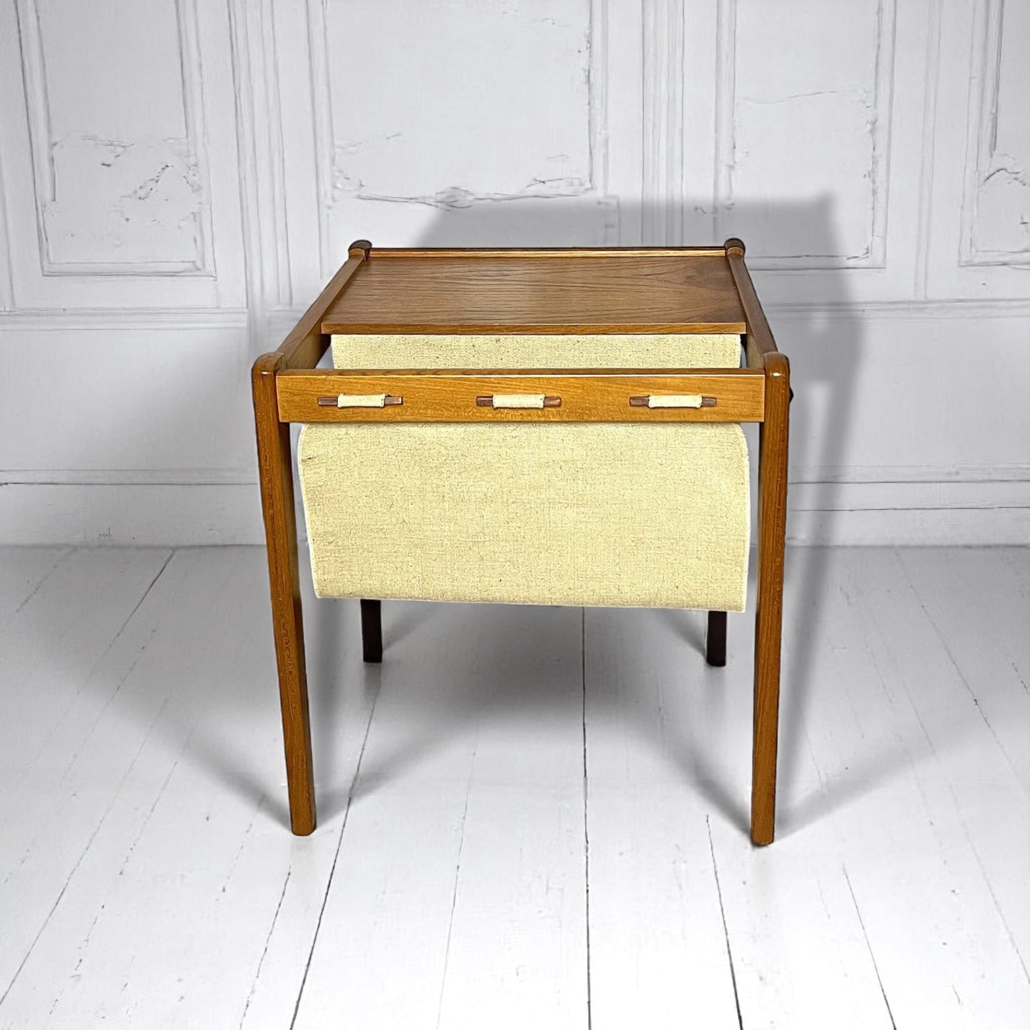 Danish 1960s Mid Century Teak Magazine Rack & Side Table by BRDR Furbo.