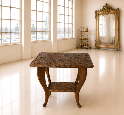 Antique Rare Liberty & Co Japanese Carved Dragon Table Arts & Crafts 1905