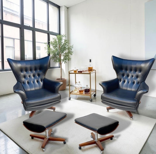 A Rare Pair of G Plan 6250 “Blofeld” Chairs & 6251 Footstool original 1960s production.
