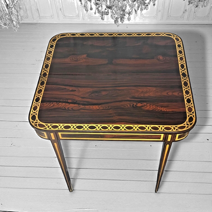 Antique Regency Rosewood & Gilt Fresco Folding Card Table c.1815–1825