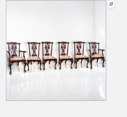 Antique Edwardian Chippendale Mahogany Extending Dining Table,8 Chairs 2 Carvers