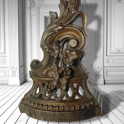 French Napoleon III 19c Chenêts Bronze Andiron Pair Of Fire Dogs