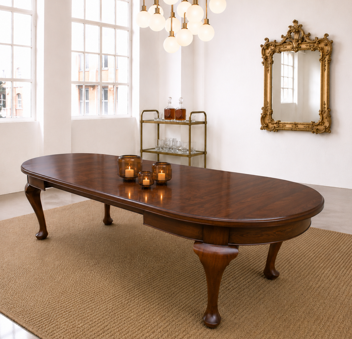 Large Victorian Antique Rare Bespoke Extending Table 8ft x 4ft  Large Cabriole Legs