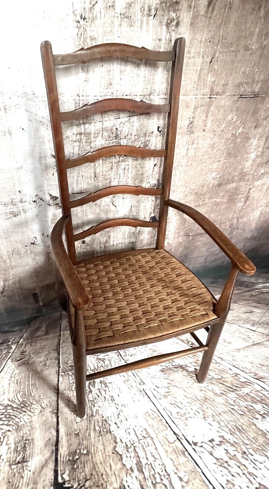 Arts & crafts oak ladder back chair c1890.