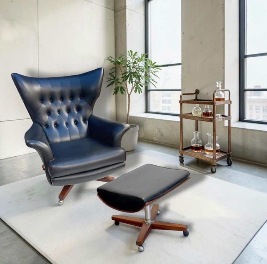 A Rare Pair of G Plan 6250 “Blofeld” Chairs & 6251 Footstool original 1960s production.