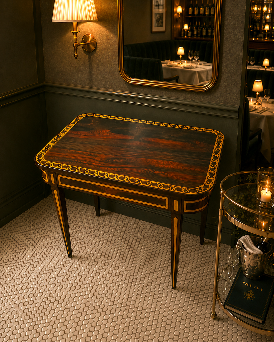 Antique French Rosewood & Gilt Fresco Folding Card Table (c.1815–1825)