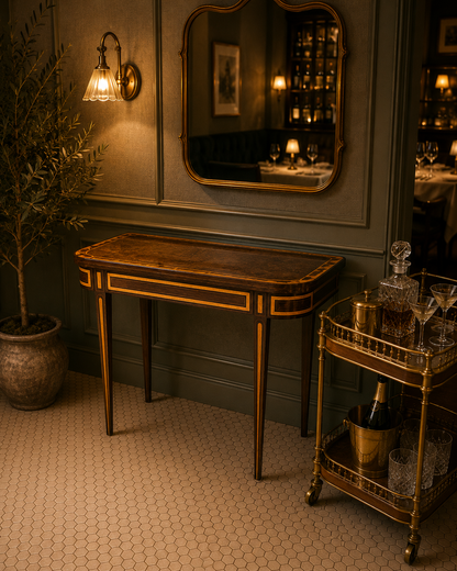 Antique French Rosewood & Gilt Fresco Folding Card Table (c.1815–1825)