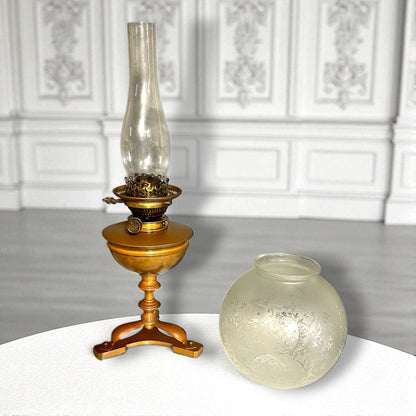 Antique Rare Victorian Copper Oil Lamp with Hinks No.2 Duplex Burner 1880 VGC