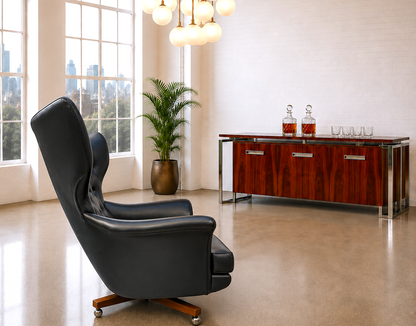 An Original Vintage G Plan 6250 “Blofeld” Swivel Armchair with Matching Footstool 6251 Iconic James Bond Chair