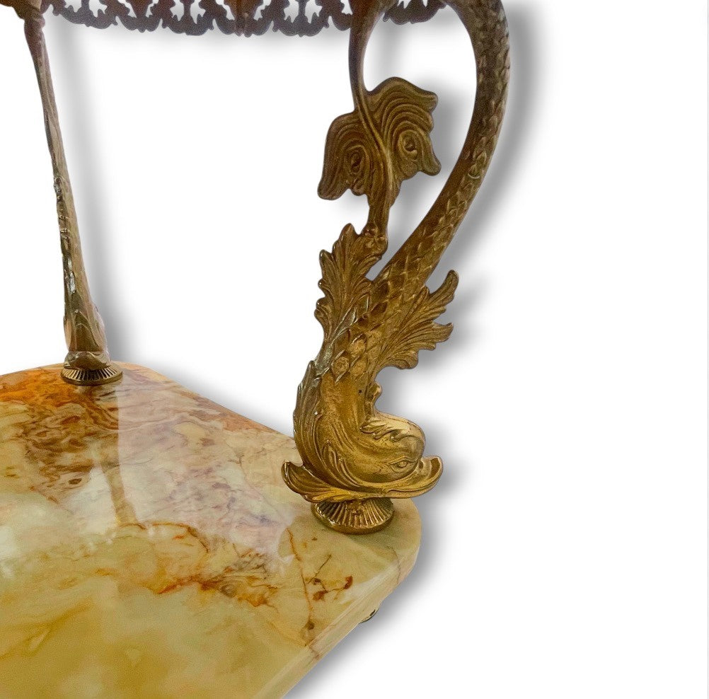 Mid Century Hollywood Regency Italian Onyx & Brass Occasional Table c.1962