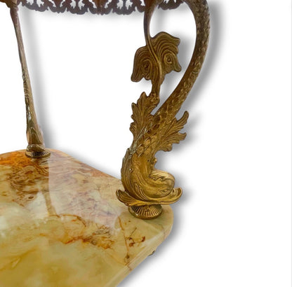 Mid Century Hollywood Regency Italian Onyx & Brass Occasional Table c.1962