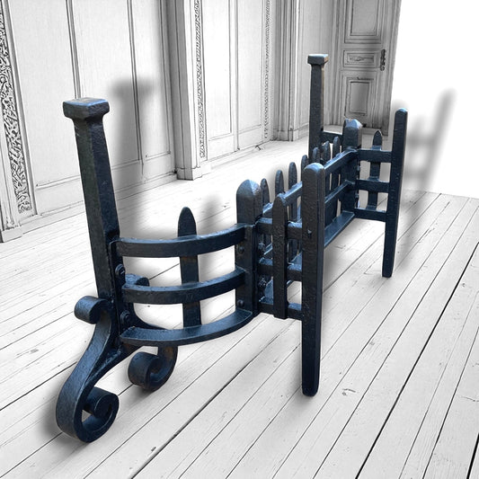 Antique Victorian large Cast Iron Fireplace Fender Fire Guard Hearth 36 Inch