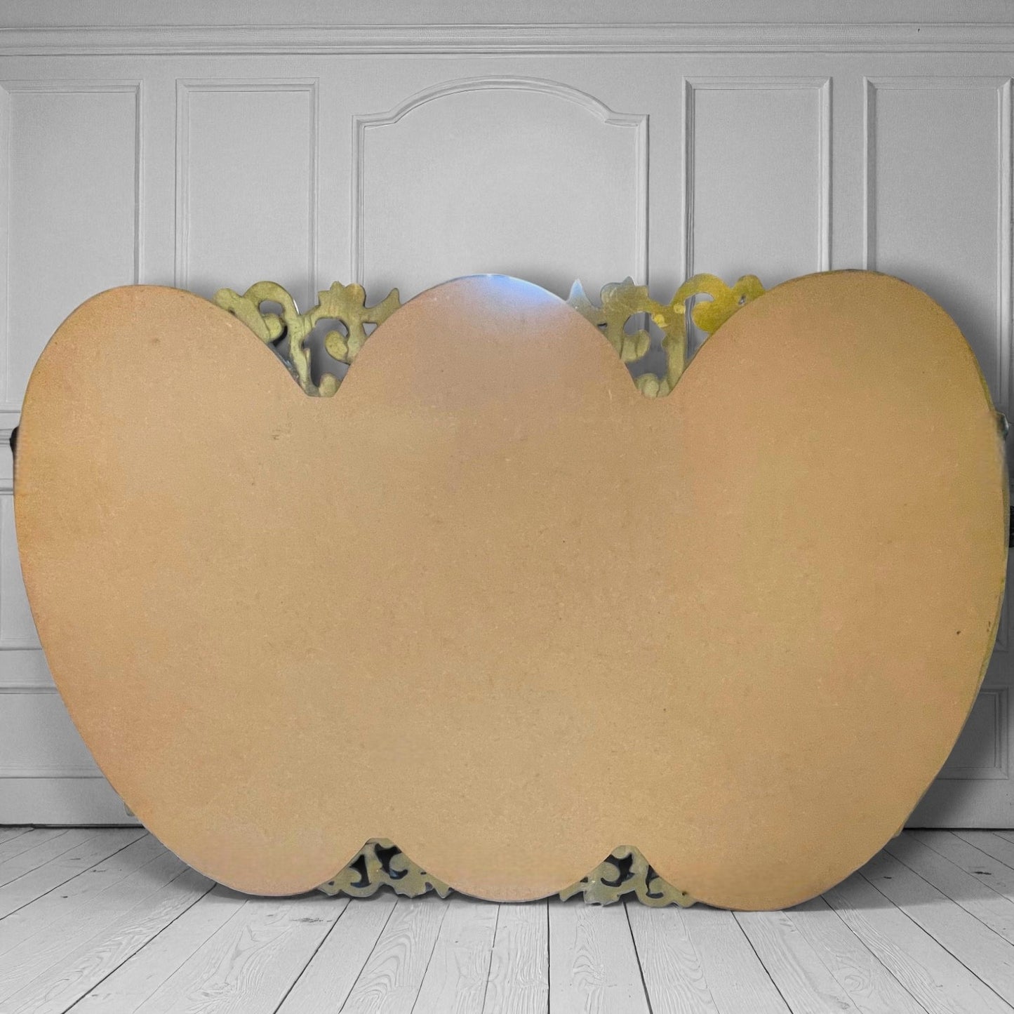 Gilt Hollywood Regency Mirror Triptych Triple Interlocking Oval Wall Bassett 1970