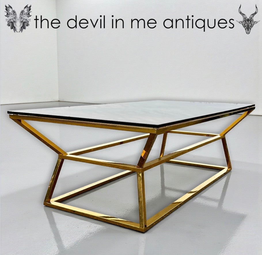 Hollywood Regency 70’s Vintage Smoked Glass Coffee Table in Style of Romeo Rega