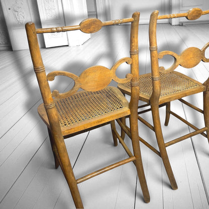 Napoleonic Empire Cane Brass Filagree Opera Chairs 1830's