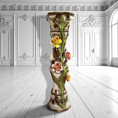 Large Vintage Capodimonte Porcelain Pedestal Stand H 32" handmade in Italy