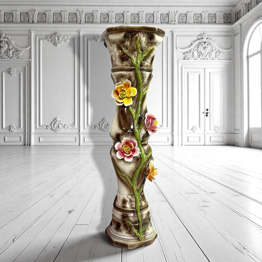 Large Vintage Capodimonte Porcelain Pedestal Stand H 32" handmade in Italy