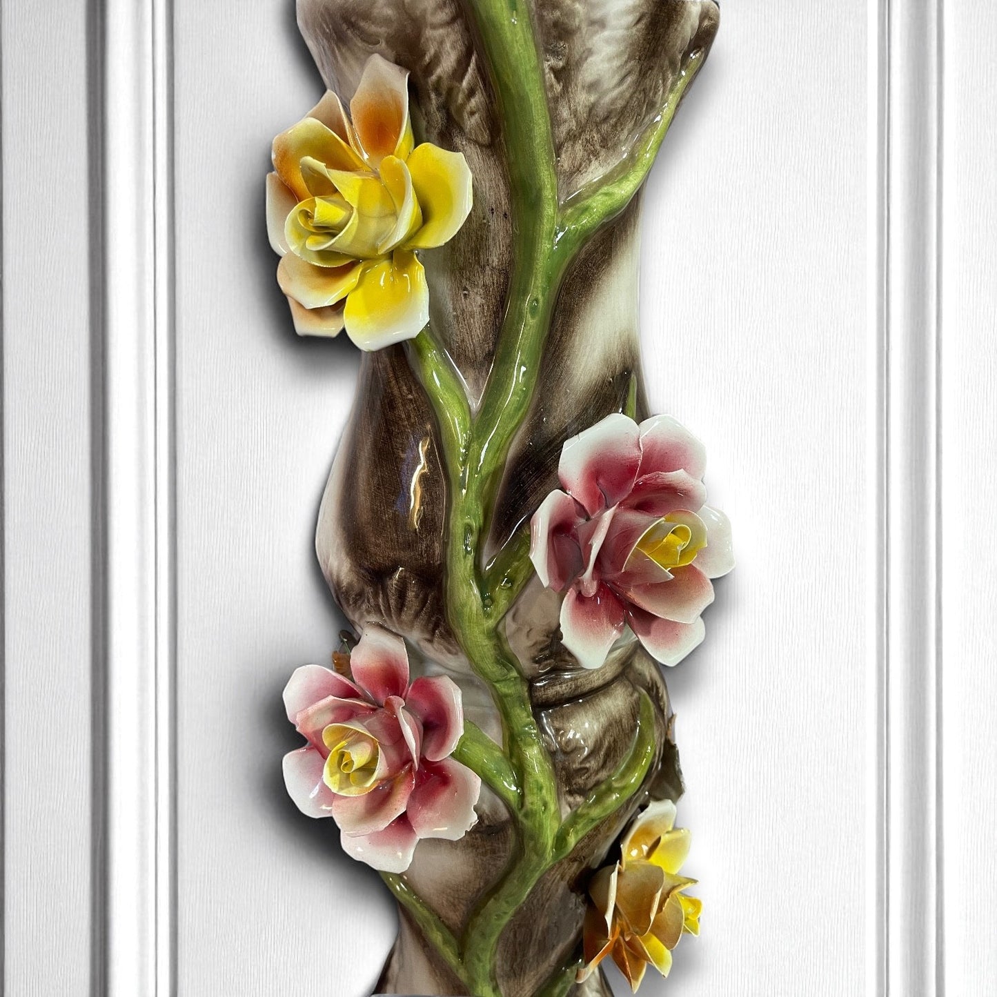 Large Vintage Capodimonte Porcelain Pedestal Stand H 32" handmade in Italy