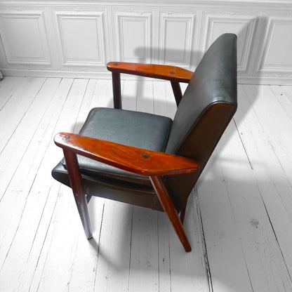 Mid Century Modern Robin Day Hille Mahogany Desk Lounge Arm Chair